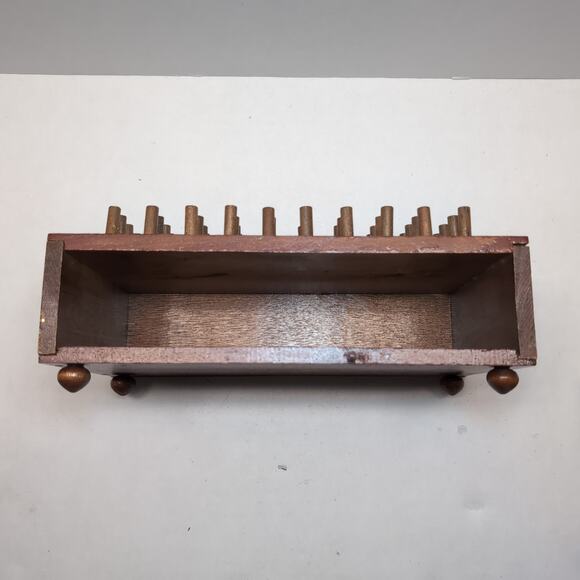 Vintage Wooden Sewing Box Bobbin Holder Spool Drawer Pegs - Picture 7 of 15